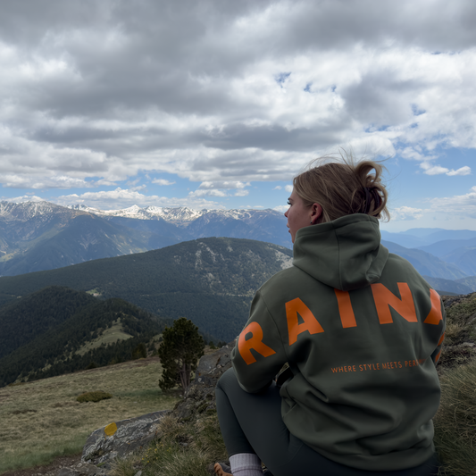 Rainah lifestyle dog owner hoodie – premium unisex pullover in black and olive green